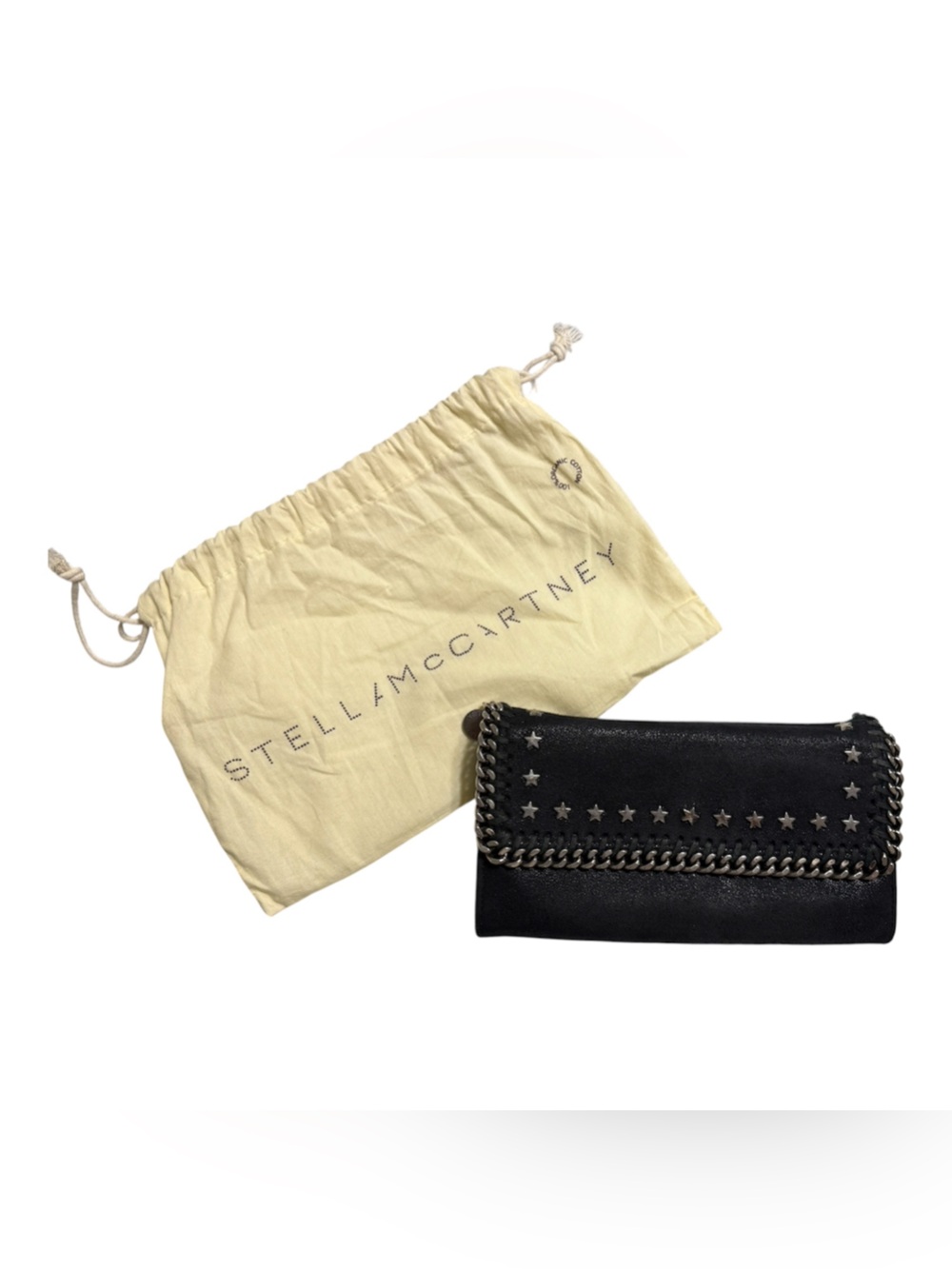 Stella McCartney Black Falabella Star Studded Chain Wallet Limited Edition RARE